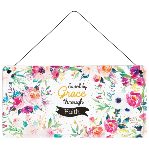 Metallschild "Saved by Grace through Faith"