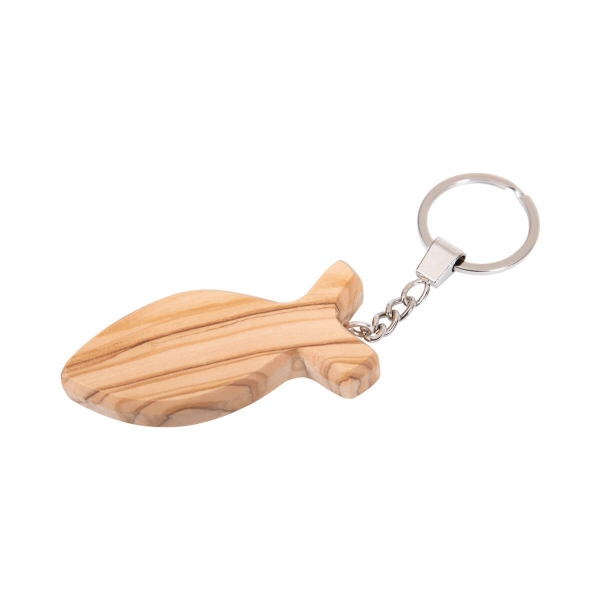 Schlüsselanhänger Fischsymbol Olivenholz